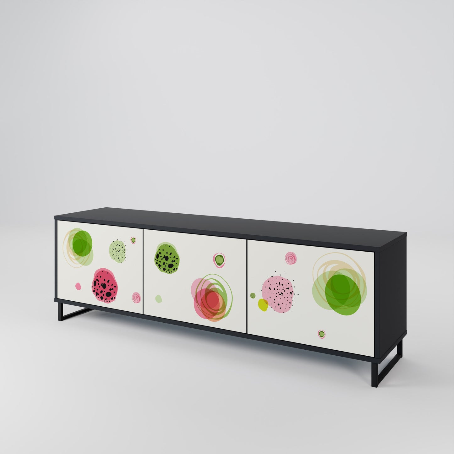 COLORFUL COSMOS TV-bänk med 3 dörrar i svart finish