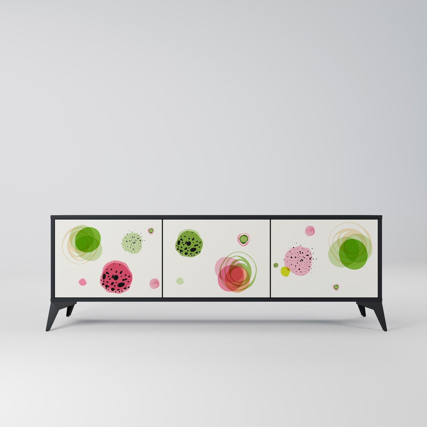 COLORFUL COSMOS TV-bänk med 3 dörrar i svart finish