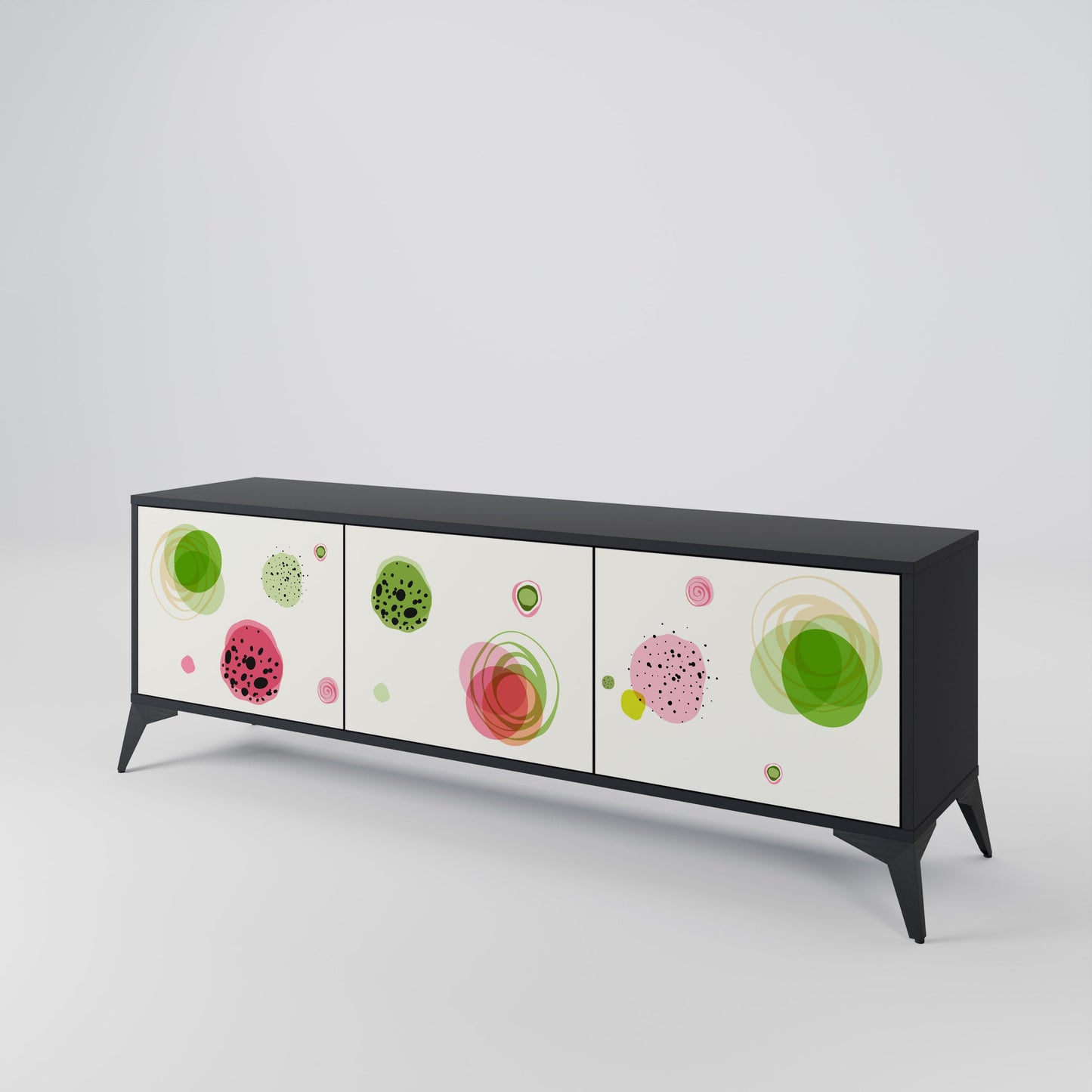 COLORFUL COSMOS TV-bänk med 3 dörrar i svart finish