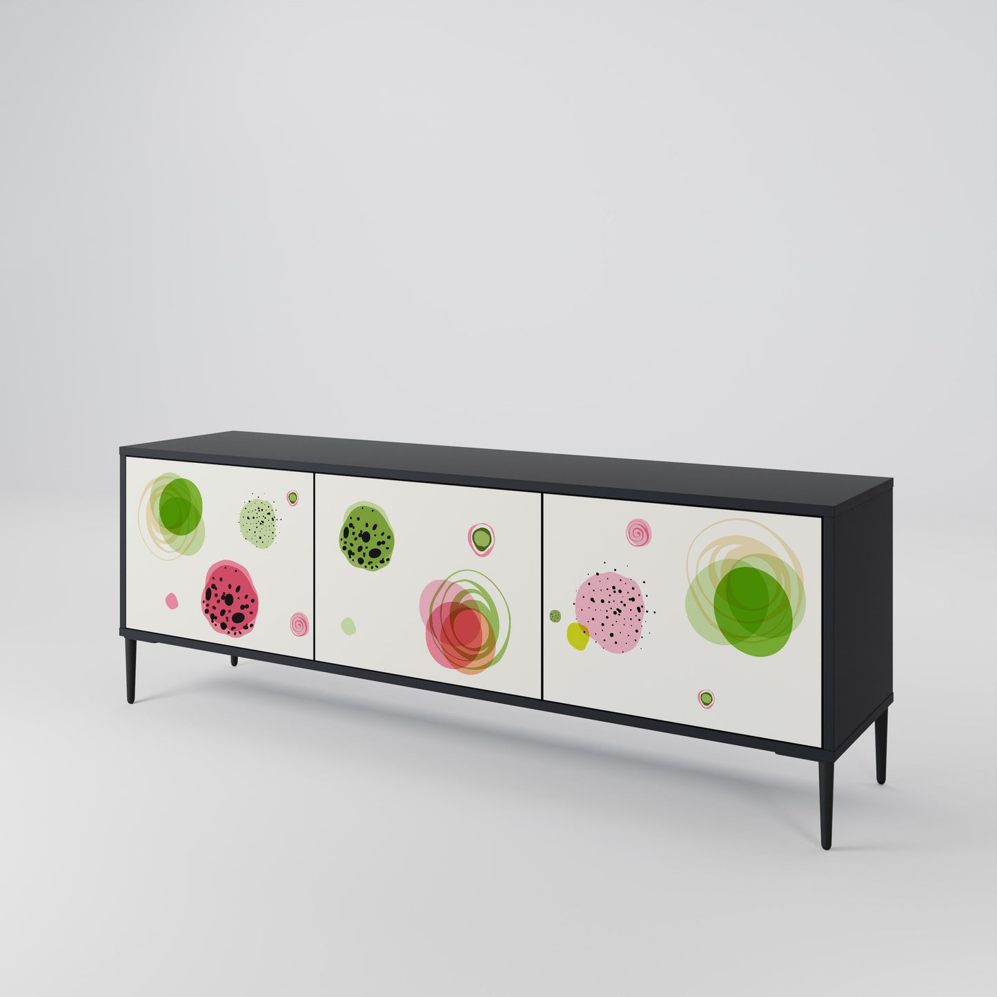 COLORFUL COSMOS TV-bänk med 3 dörrar i svart finish