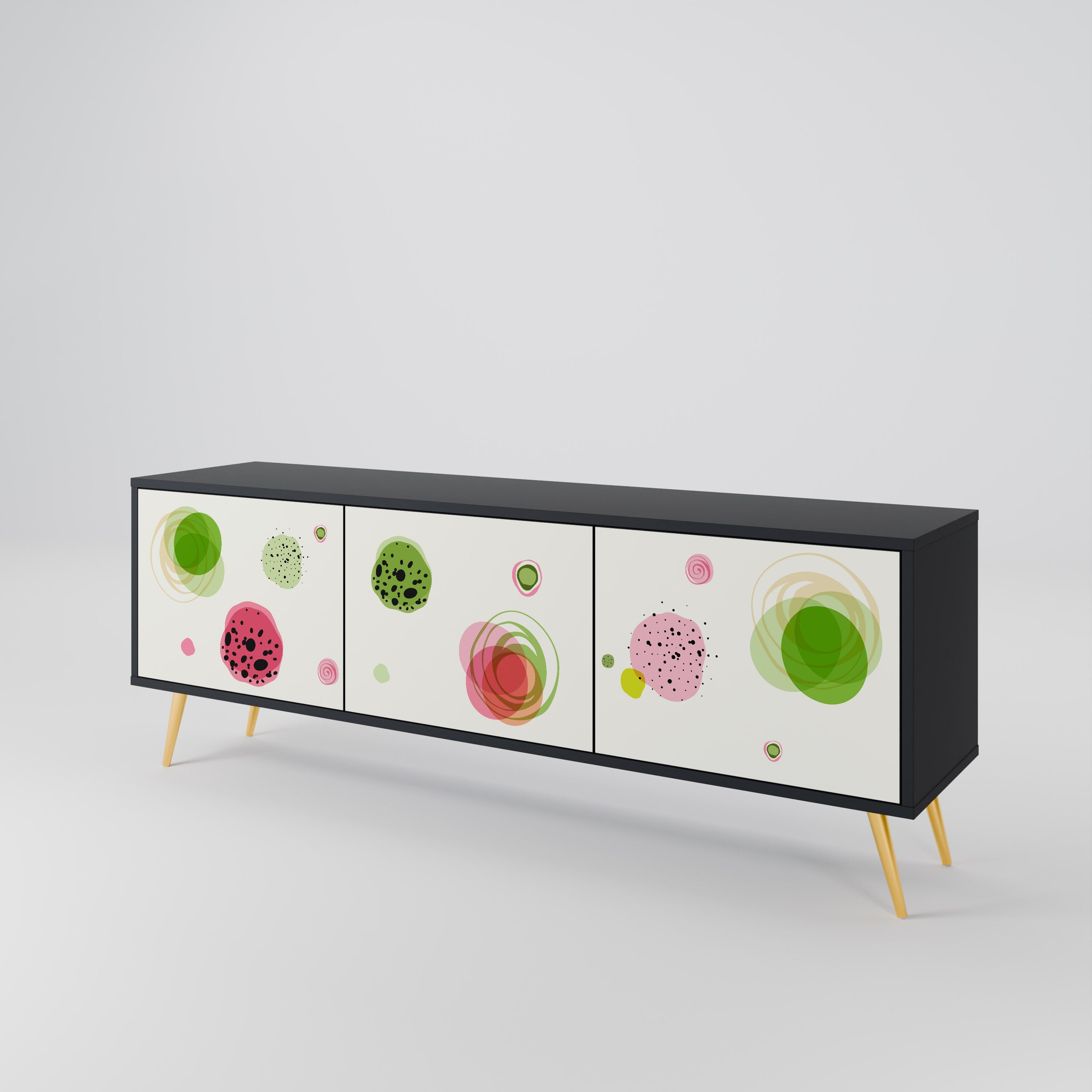 COLORFUL COSMOS TV-bänk med 3 dörrar i svart finish