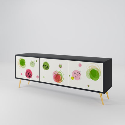 COLORFUL COSMOS TV-bänk med 3 dörrar i svart finish