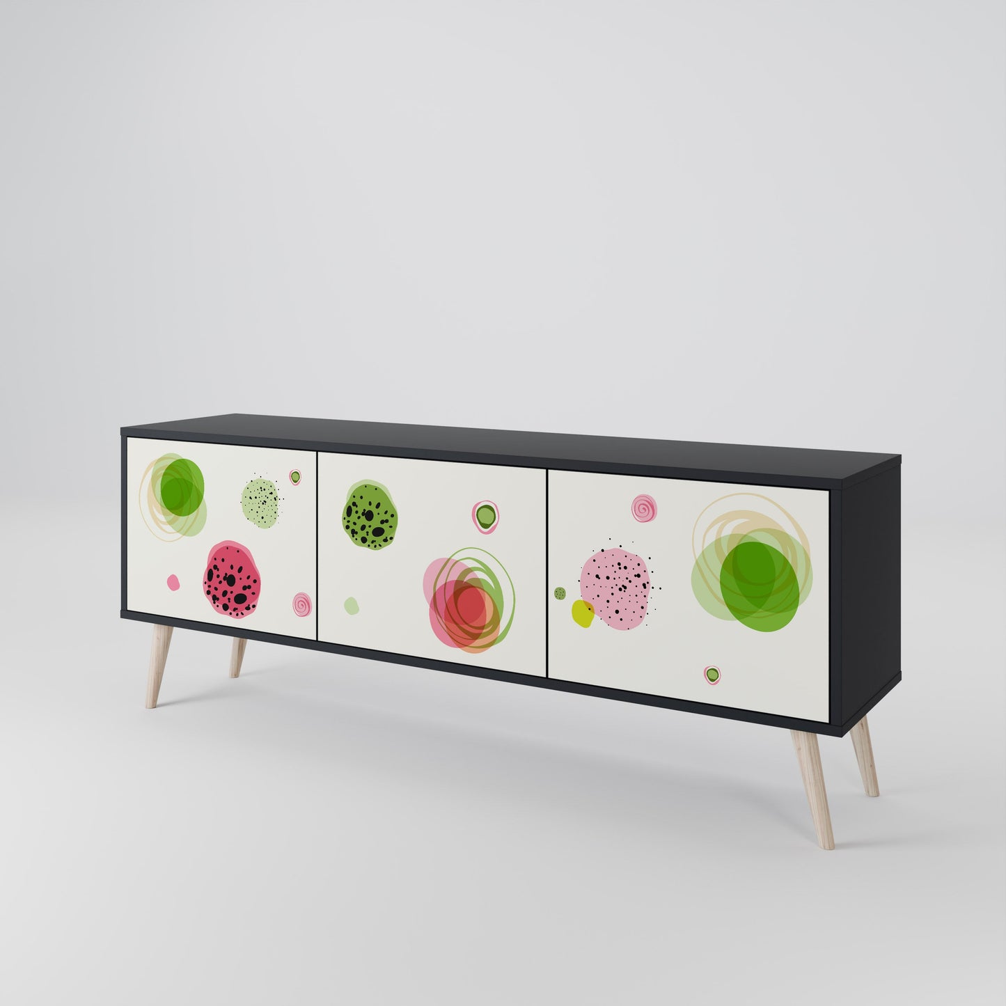 COLORFUL COSMOS TV-bänk med 3 dörrar i svart finish
