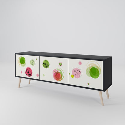 COLORFUL COSMOS TV-bänk med 3 dörrar i svart finish