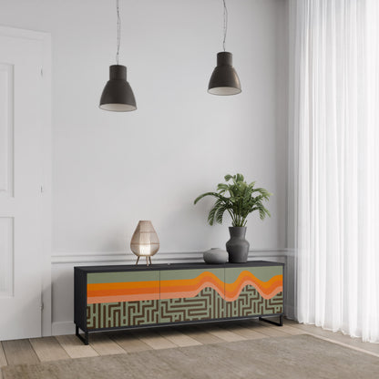 SIMPLE SOLUTIONS 3-Door TV Stand in Black Finish