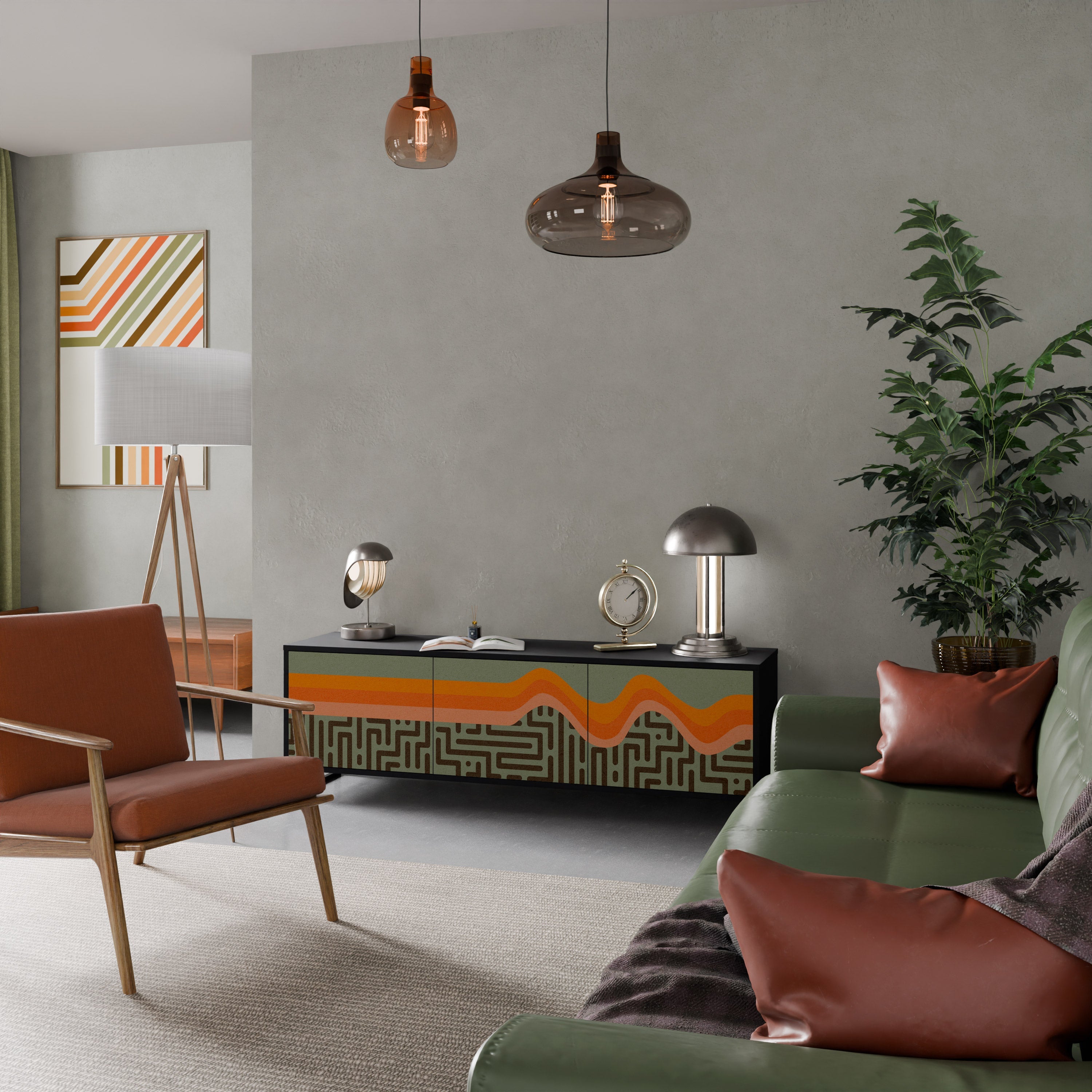 SIMPLE SOLUTIONS TV-bänk med 3 dörrar i svart finish