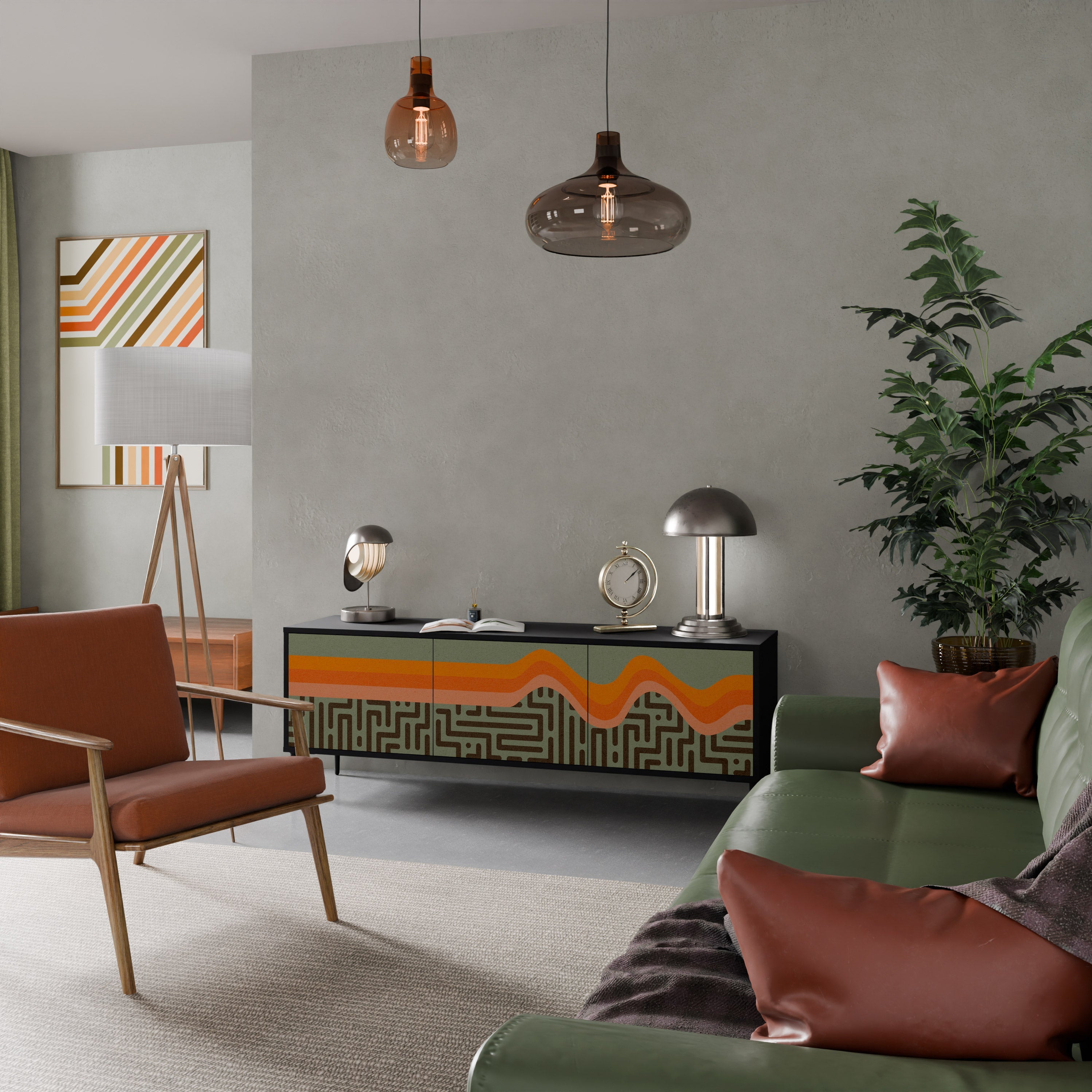 SIMPLE SOLUTIONS TV-bänk med 3 dörrar i svart finish