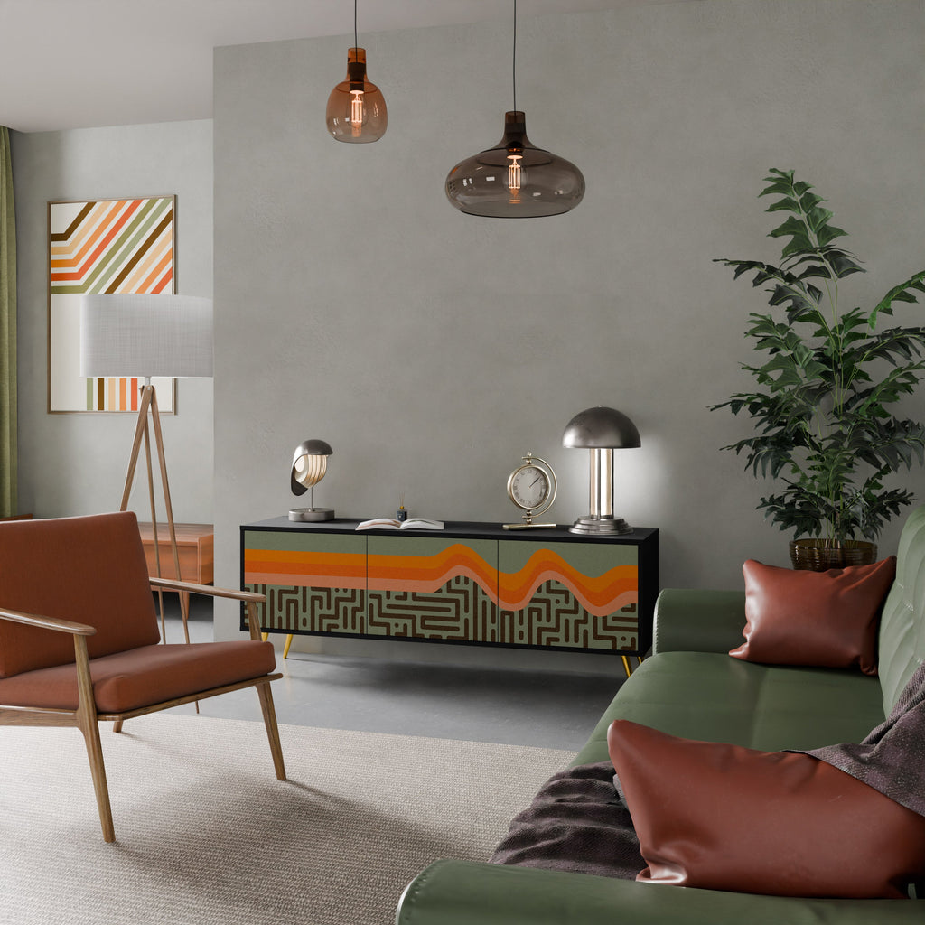 SIMPLE SOLUTIONS TV-bänk med 3 dörrar i svart finish
