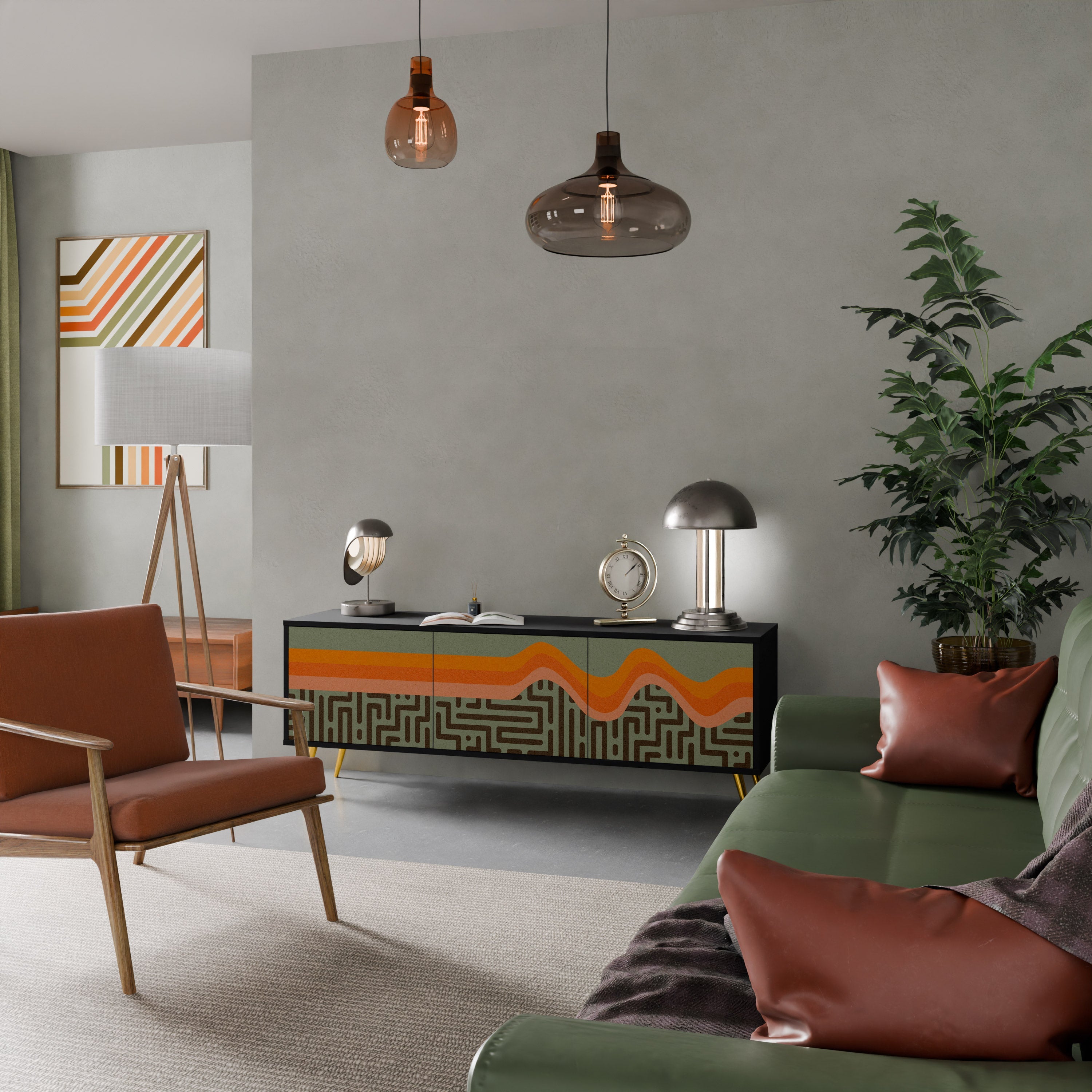 SIMPLE SOLUTIONS TV-bänk med 3 dörrar i svart finish