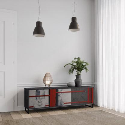 GRAY FIGURES TV-bänk med 3 dörrar i svart finish