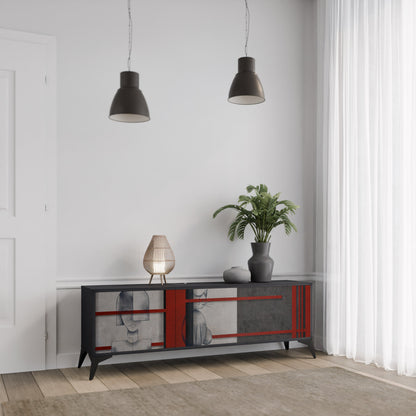 GRAY FIGURES TV-bänk med 3 dörrar i svart finish