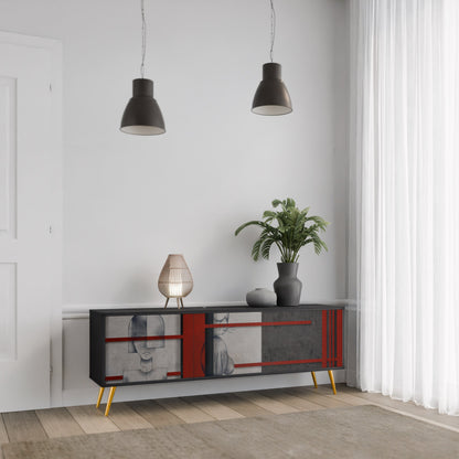 GRAY FIGURES TV-bänk med 3 dörrar i svart finish