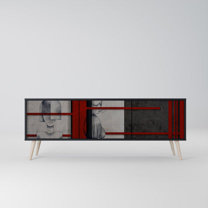GRAY FIGURES TV-bänk med 3 dörrar i svart finish
