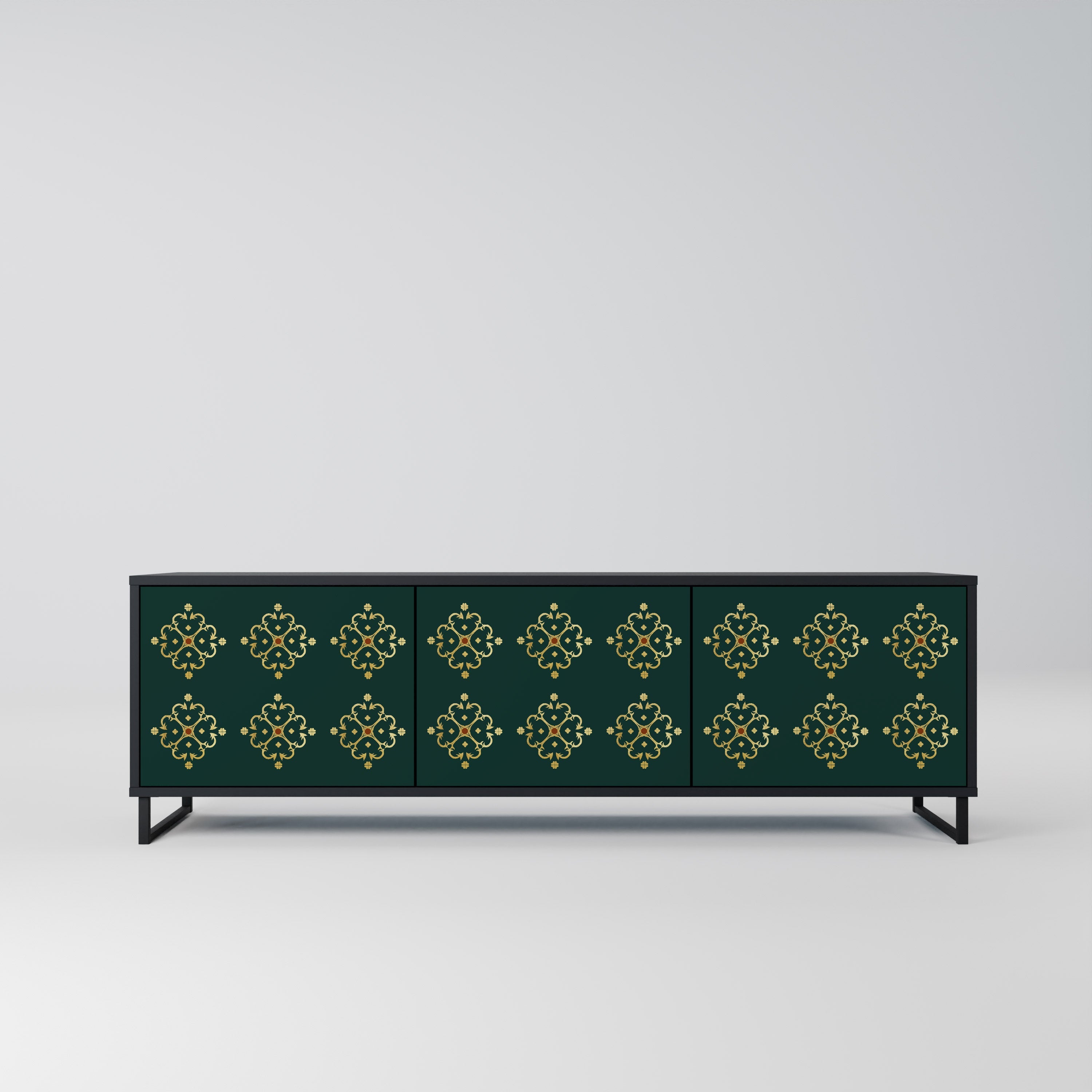 ROYAL MEDALLION TV-bänk med 3 dörrar i svart finish