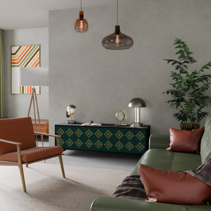 ROYAL MEDALLION TV-bänk med 3 dörrar i svart finish