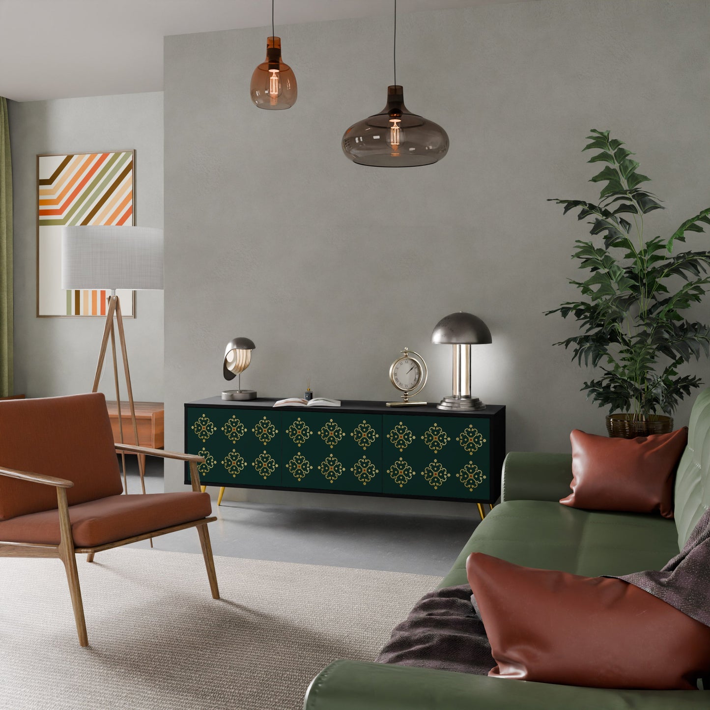 ROYAL MEDALLION TV-bänk med 3 dörrar i svart finish
