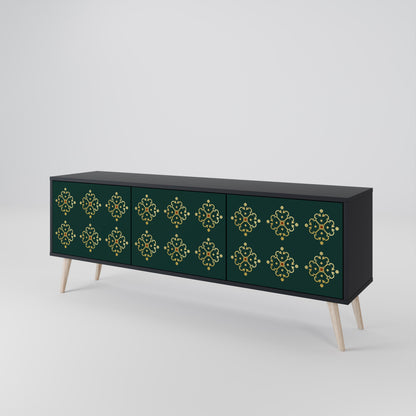 ROYAL MEDALLION TV-bänk med 3 dörrar i svart finish