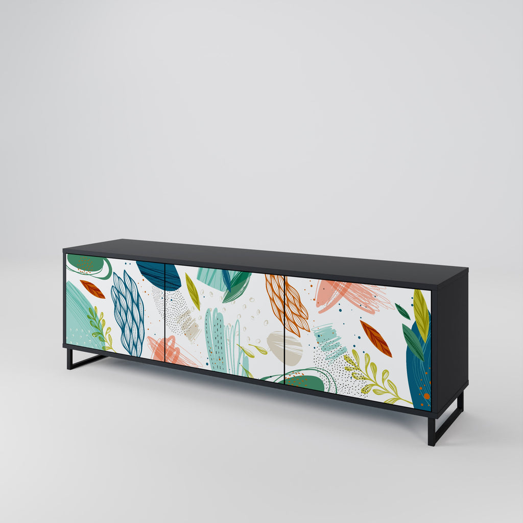 BOTANICAL HURRICANE TV-bänk med 3 dörrar i svart finish