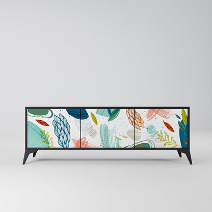 BOTANICAL HURRICANE TV-bänk med 3 dörrar i svart finish