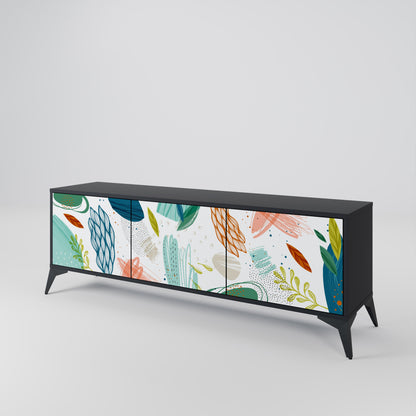 BOTANICAL HURRICANE TV-bänk med 3 dörrar i svart finish