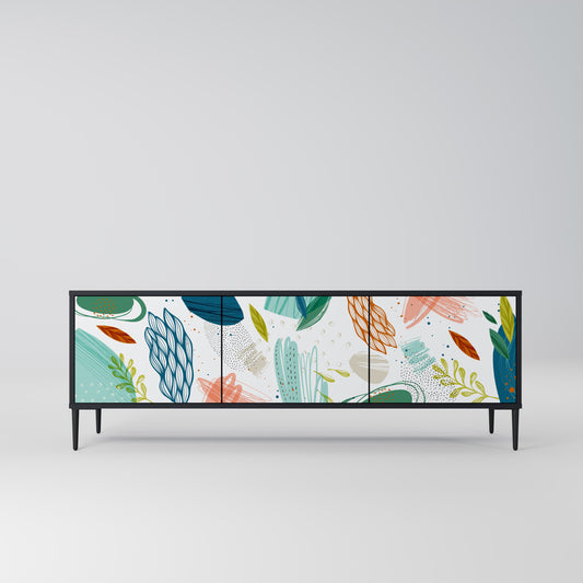 BOTANICAL HURRICANE TV-bänk med 3 dörrar i svart finish