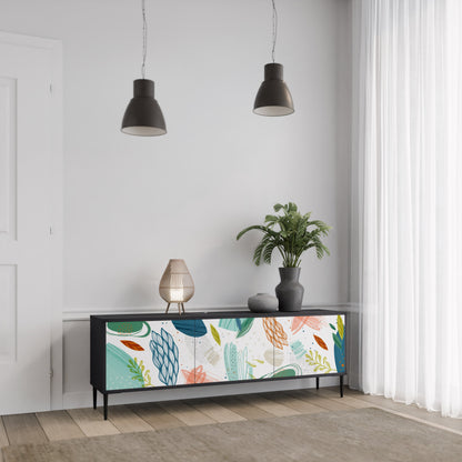 BOTANICAL HURRICANE TV-bänk med 3 dörrar i svart finish