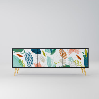 BOTANICAL HURRICANE TV-bänk med 3 dörrar i svart finish