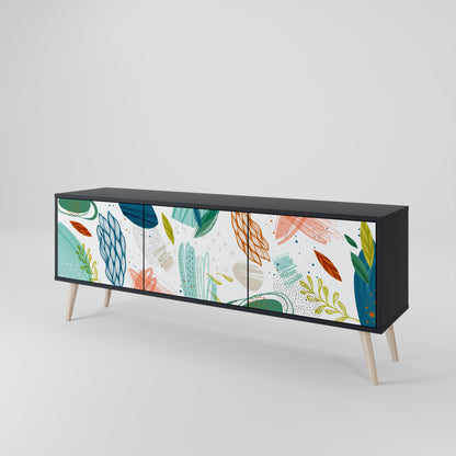 BOTANICAL HURRICANE TV-bänk med 3 dörrar i svart finish
