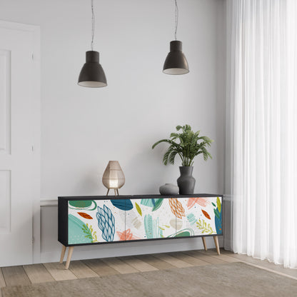 BOTANICAL HURRICANE TV-bänk med 3 dörrar i svart finish