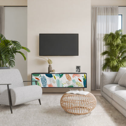 BOTANICAL HURRICANE TV-bänk med 3 dörrar i svart finish