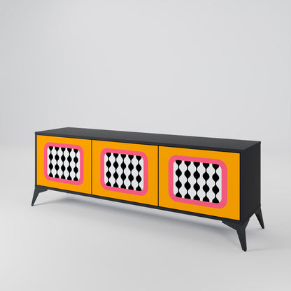 TEARS IN HEAVEN 3-Door TV Stand in Black Finish