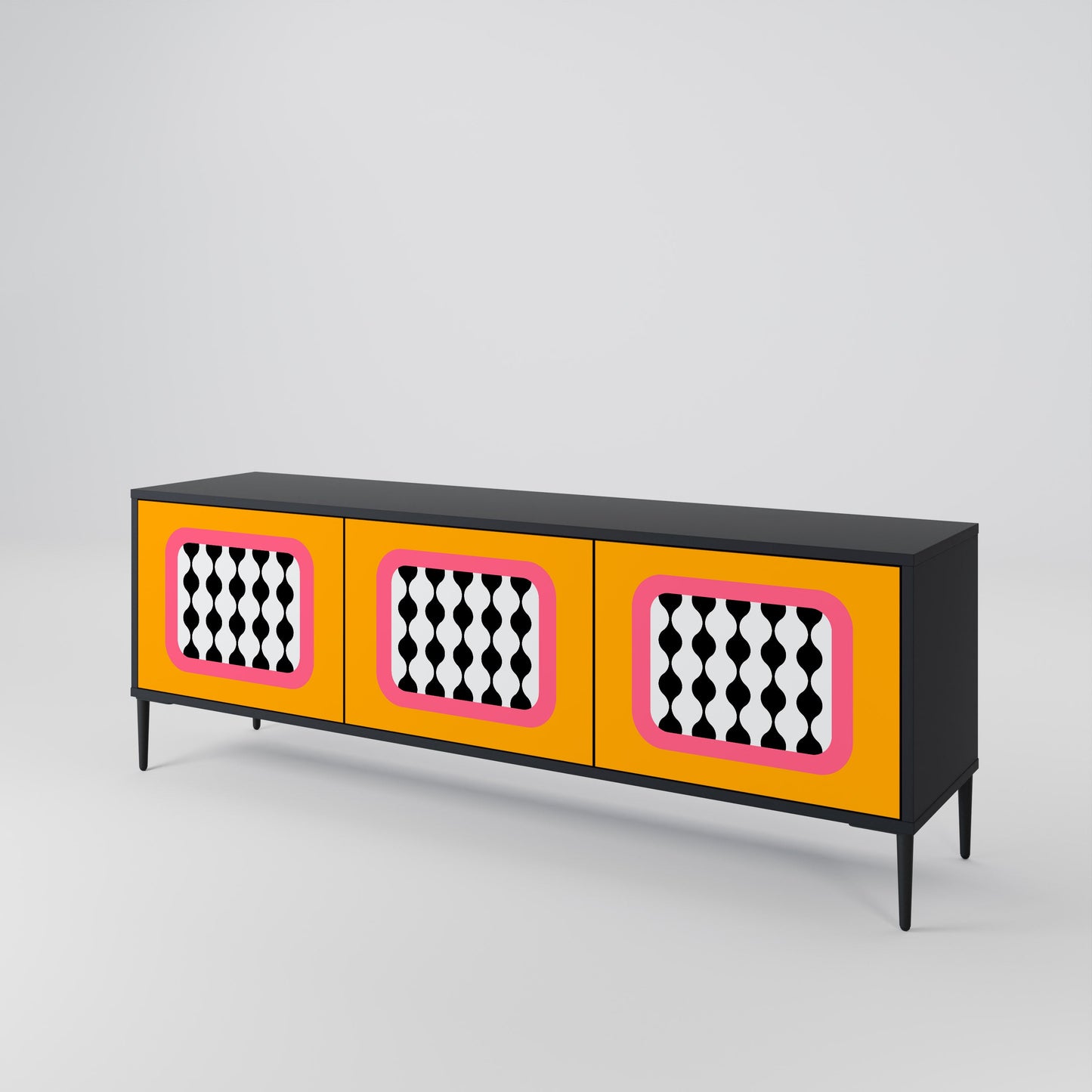 TEARS IN HEAVEN 3-Door TV Stand in Black Finish