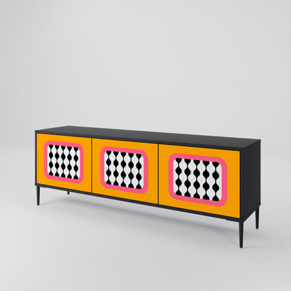 TEARS IN HEAVEN 3-Door TV Stand in Black Finish