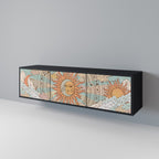 MYSTICAL STRUCTURE 3-Door TV Stand in Black Finish