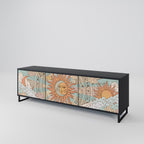 MYSTICAL STRUCTURE 3-Door TV Stand in Black Finish