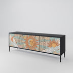 MYSTICAL STRUCTURE 3-Door TV Stand in Black Finish