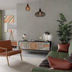 MYSTICAL STRUCTURE 3-Door TV Stand in Black Finish