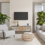 MYSTICAL STRUCTURE 3-Door TV Stand in Black Finish