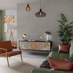 MYSTICAL STRUCTURE 3-Door TV Stand in Black Finish