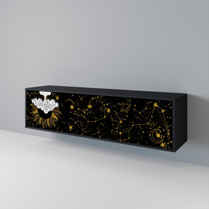 STELLAR CONSTELLATIONS TV-bänk med 3 dörrar i svart finish