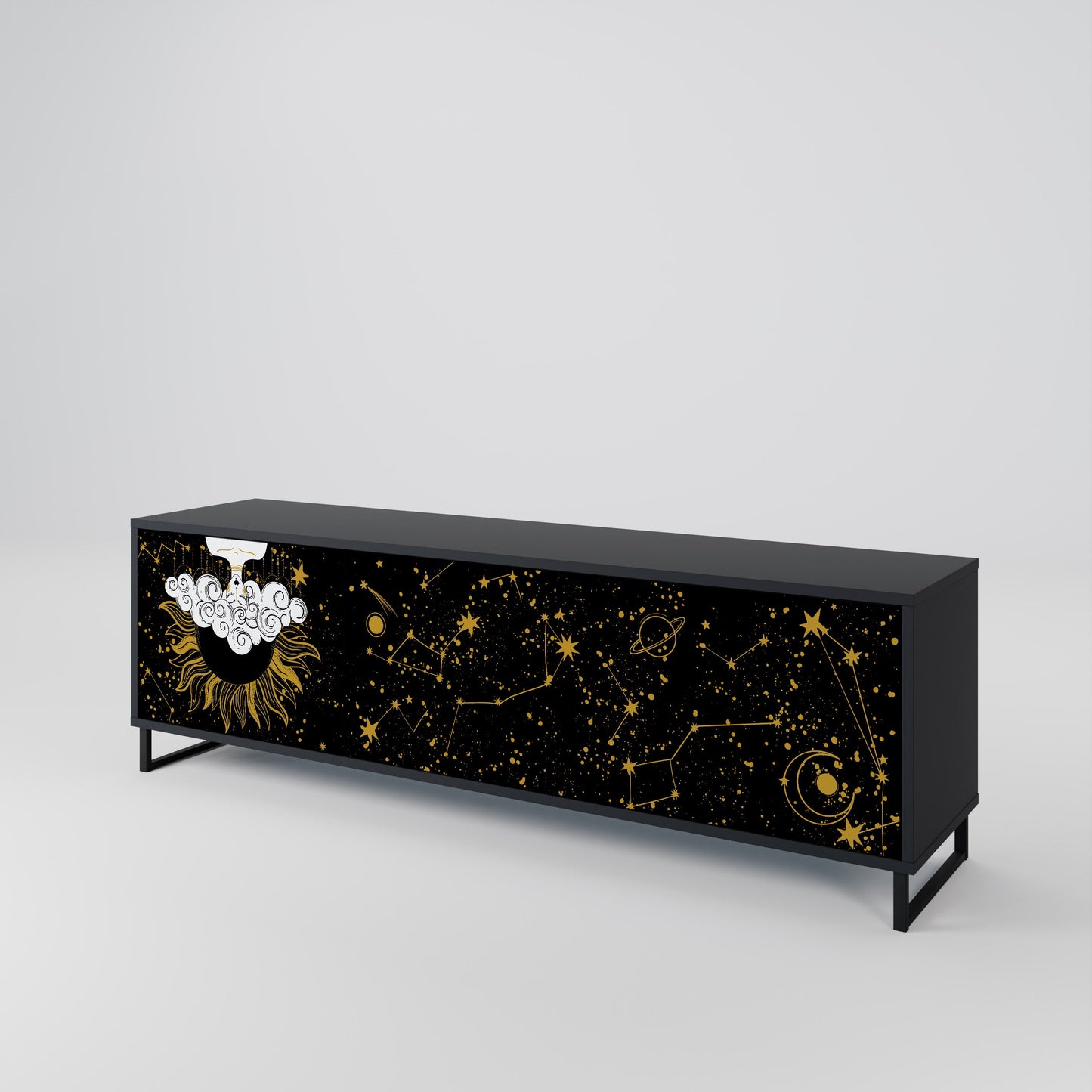 STELLAR CONSTELLATIONS TV-bänk med 3 dörrar i svart finish