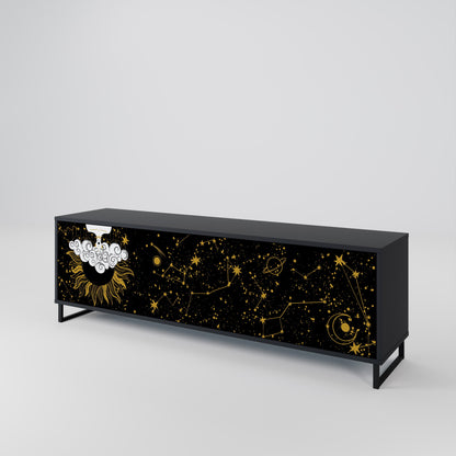 STELLAR CONSTELLATIONS TV-bänk med 3 dörrar i svart finish