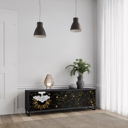 STELLAR CONSTELLATIONS TV-bänk med 3 dörrar i svart finish