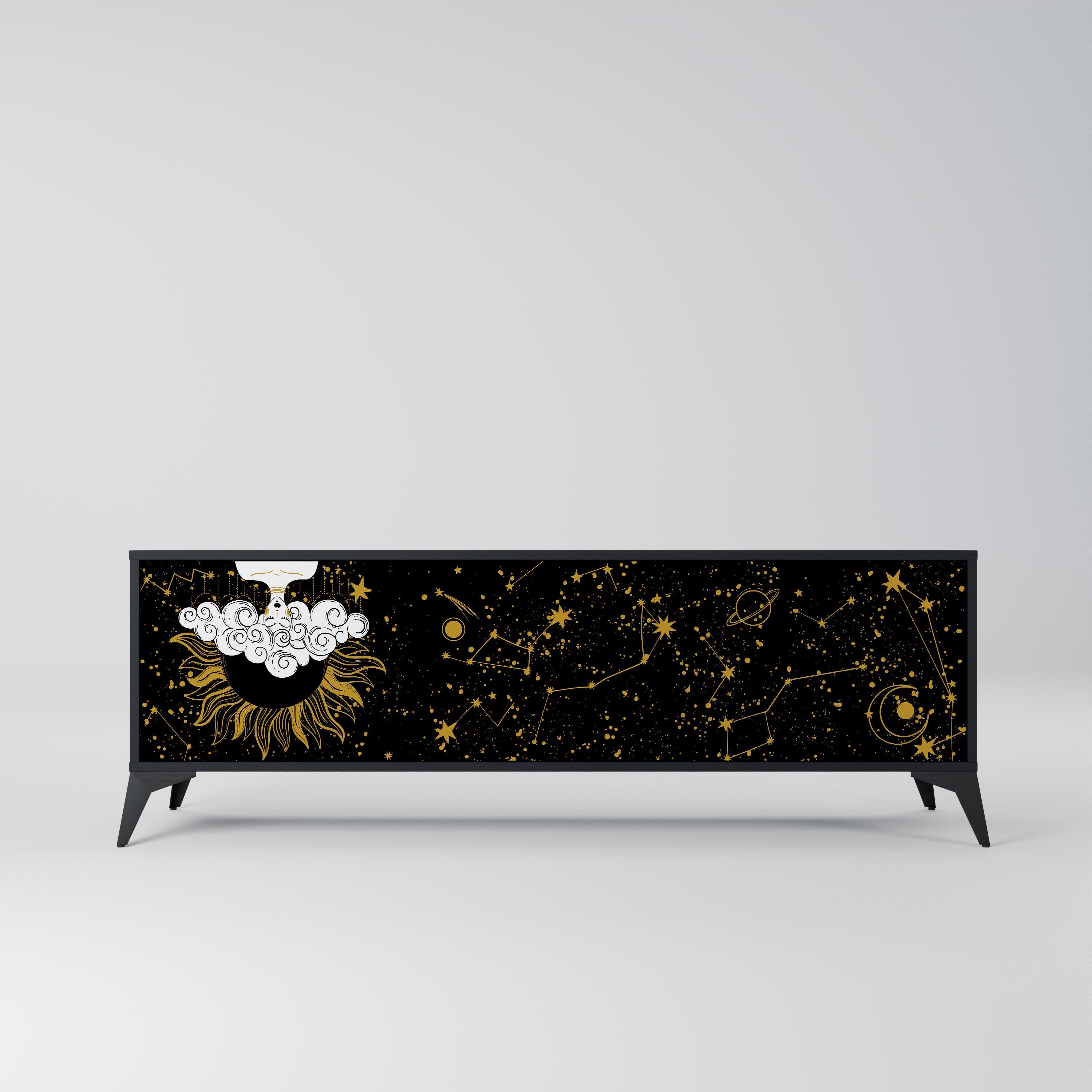 STELLAR CONSTELLATIONS TV-bänk med 3 dörrar i svart finish