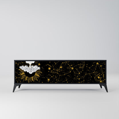 STELLAR CONSTELLATIONS TV-bänk med 3 dörrar i svart finish
