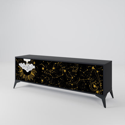 STELLAR CONSTELLATIONS TV-bänk med 3 dörrar i svart finish