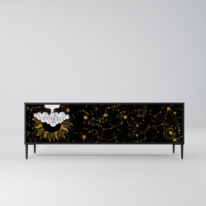 STELLAR CONSTELLATIONS TV-bänk med 3 dörrar i svart finish