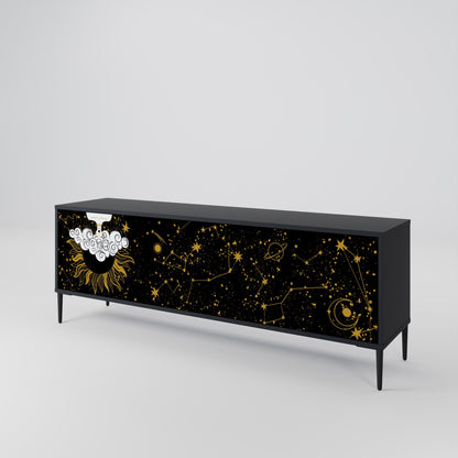 STELLAR CONSTELLATIONS TV-bänk med 3 dörrar i svart finish