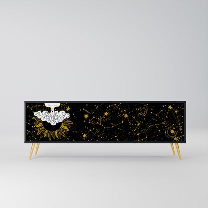 STELLAR CONSTELLATIONS TV-bänk med 3 dörrar i svart finish