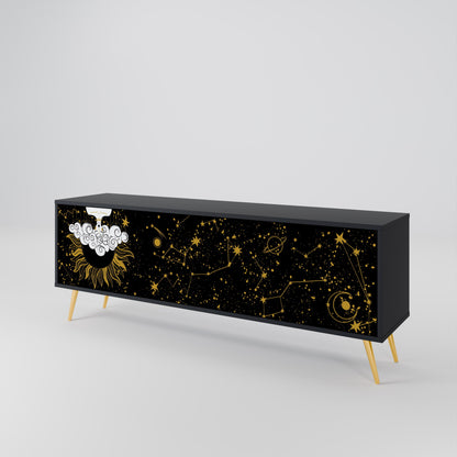 STELLAR CONSTELLATIONS TV-bänk med 3 dörrar i svart finish